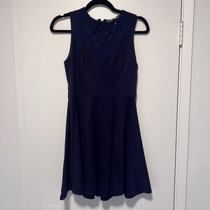 Miami Navy Lace-Trimmed Top